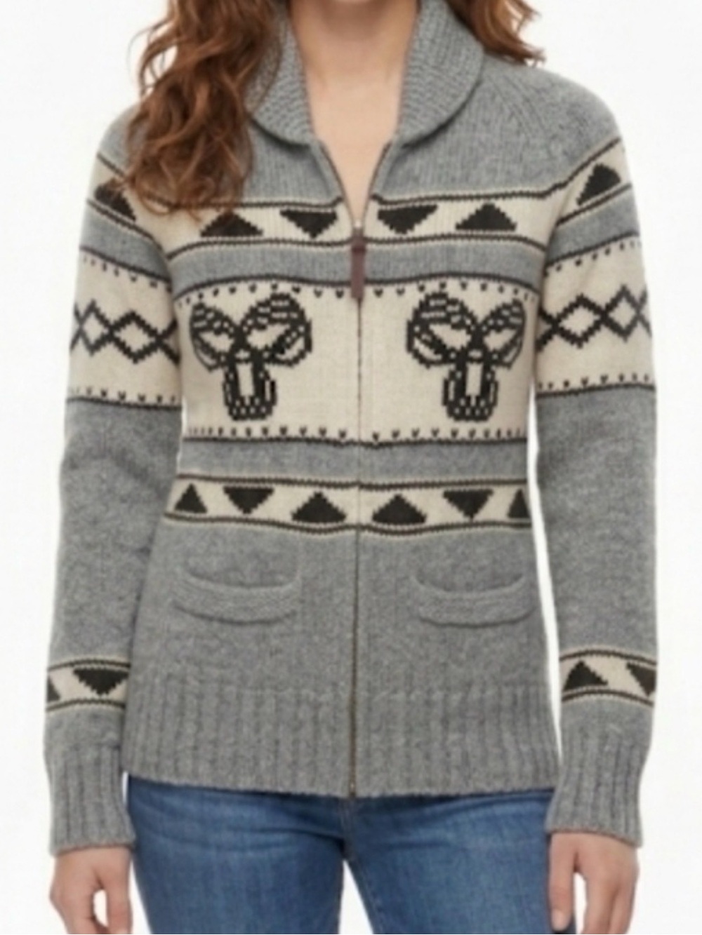 Aritzia TNA See To Sky Knit Lambswool Zip Up Sweater size S